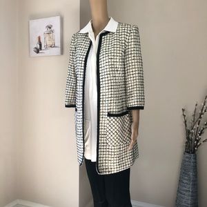 Tweed 3/4 long jacket/blazer vtg cream & black